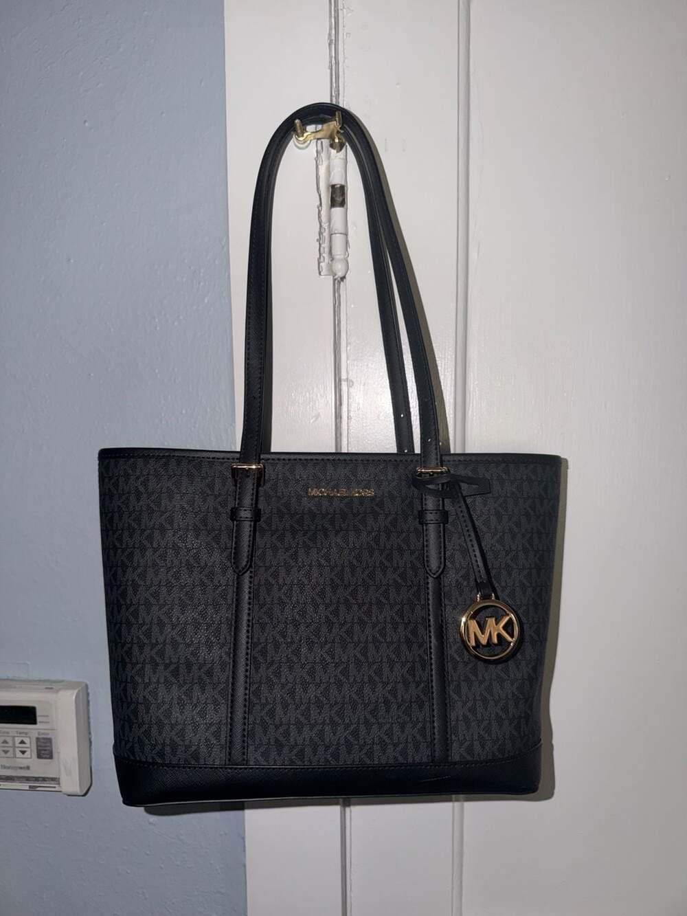 Michael Kors Jet Set Travel Saffiano Leather Tote Bag Black